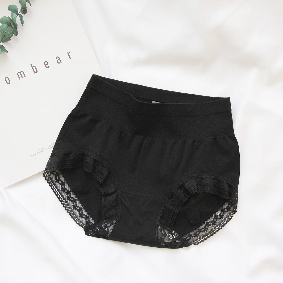 One high-waist lace brief