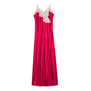 Long silk faux silk dress