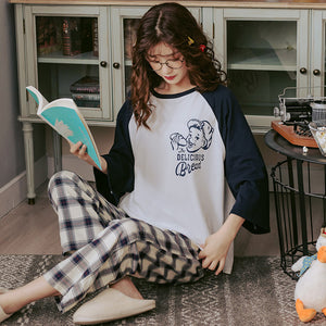 Spring and Autumn Cotton Long Sleeve Set Cute Pajamas for Women