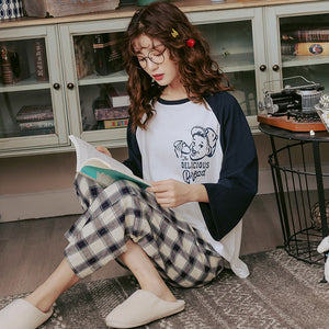 Spring and Autumn Cotton Long Sleeve Set Cute Pajamas for Women