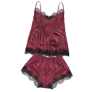 Lace silk pajama set