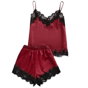 Lace silk pajama set