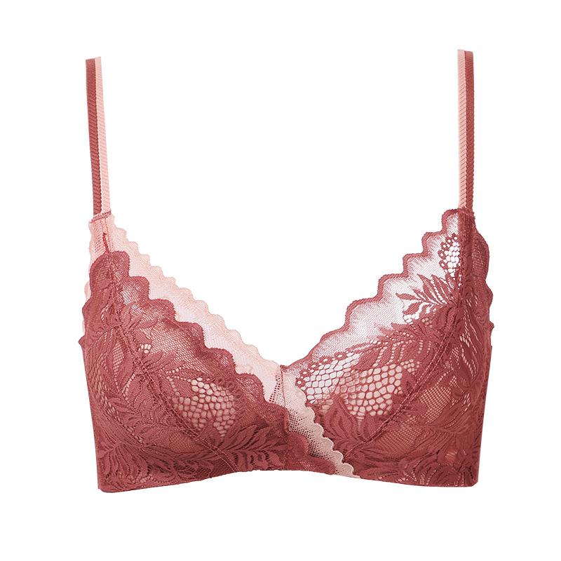 Women's lace bra underwear gather chest without steel ring