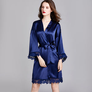 Long sleeved gown of rayon