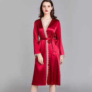 Long sleep robe with long sleeves of rayon