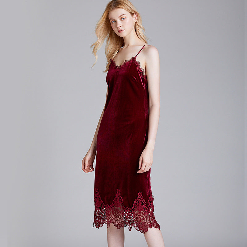 Long silk faux silk dress