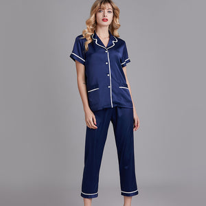 A set of faux silk pajamas