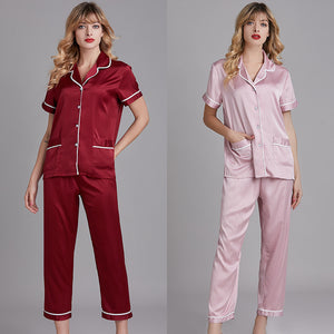 A set of faux silk pajamas