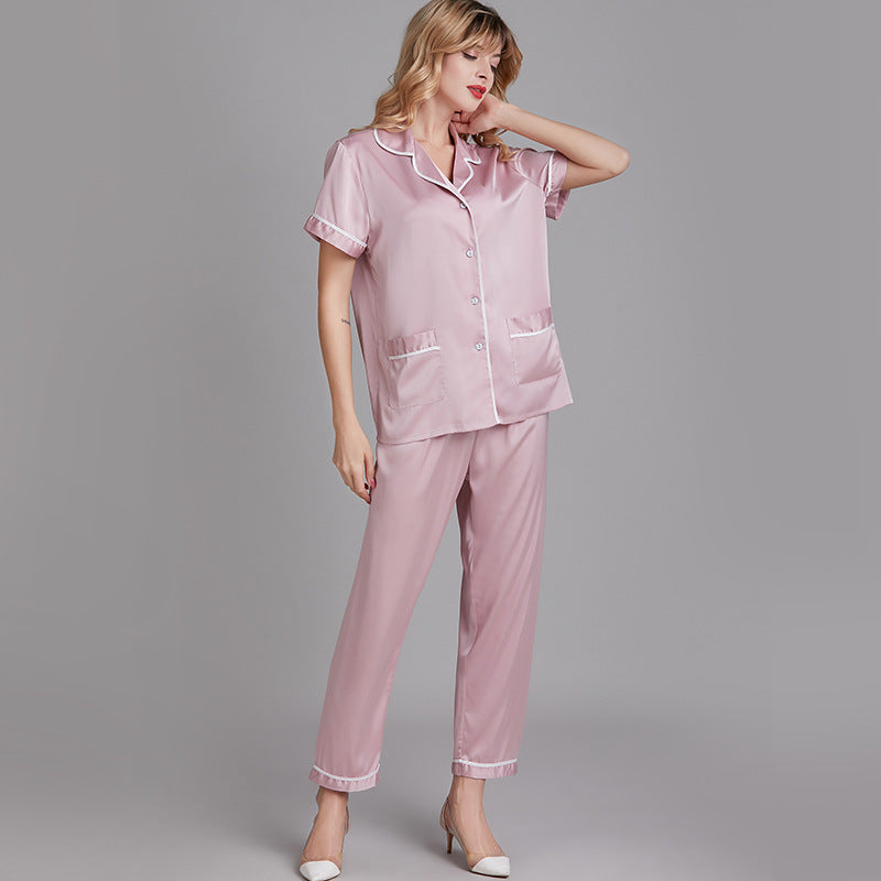 A set of faux silk pajamas