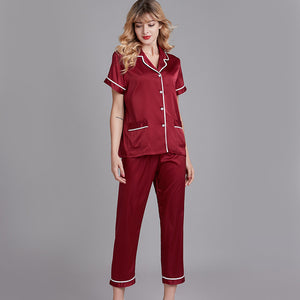 A set of faux silk pajamas