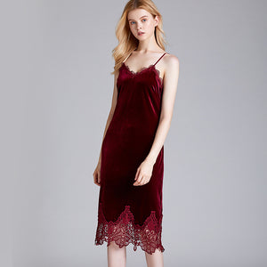 Long silk faux silk dress