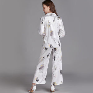 A set of faux silk pajamas