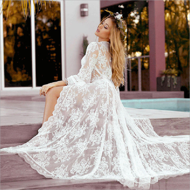 Lace long beach dress with lace