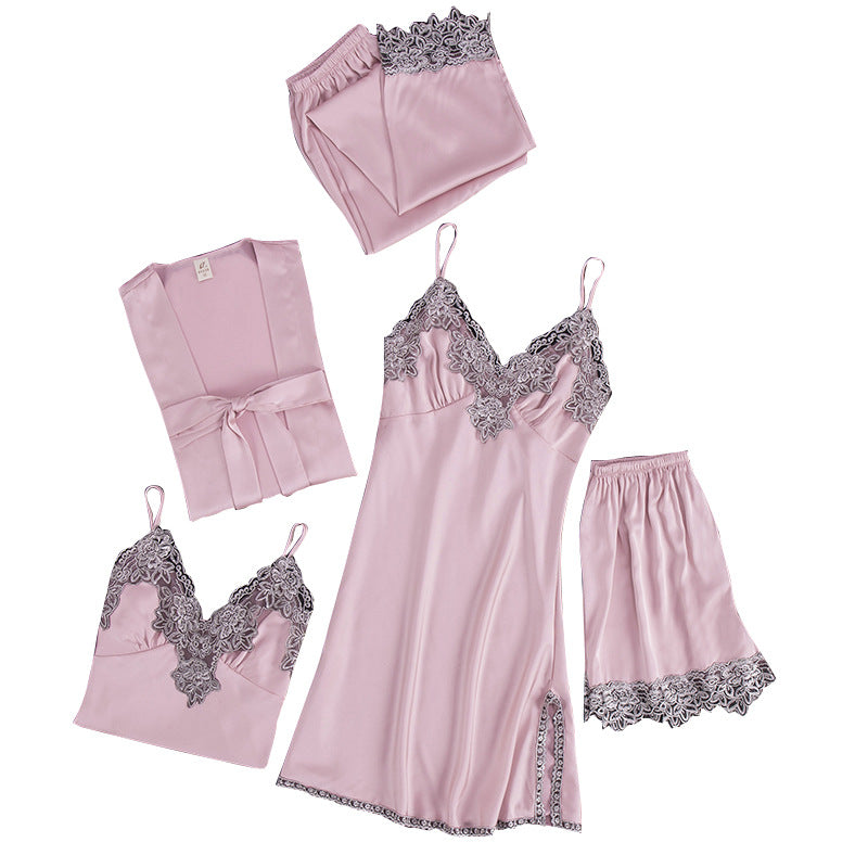 A set of faux silk pajamas