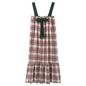 Long dress with cotton suspenders