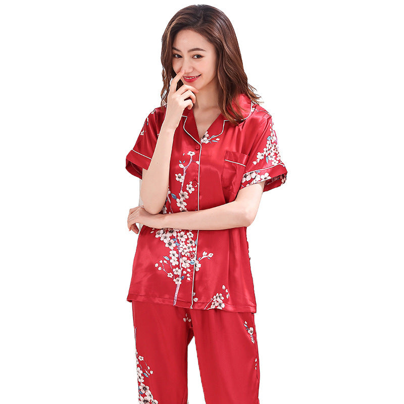 A set of faux silk pajamas