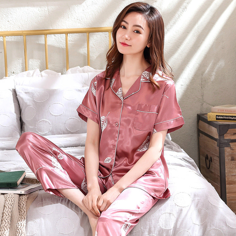 A set of faux silk pajamas