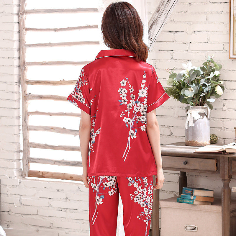 A set of faux silk pajamas