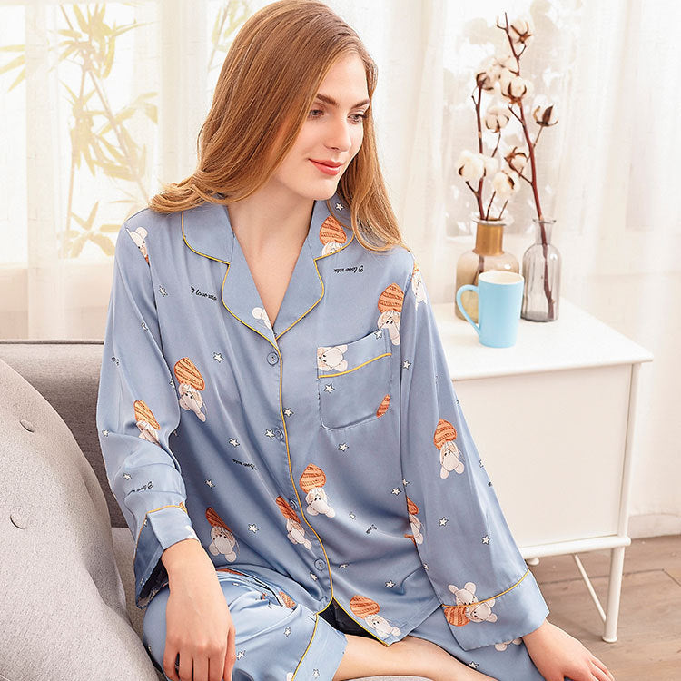 A set of faux silk pajamas