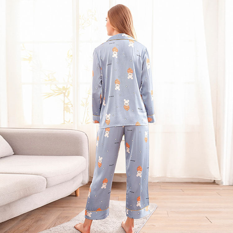 A set of faux silk pajamas