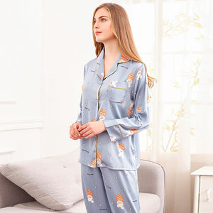 A set of faux silk pajamas