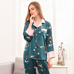 A set of faux silk pajamas