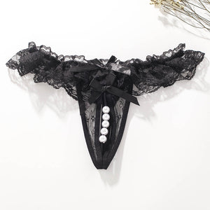 One sexy lace low-waist briefs with pearls