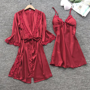 A set of faux silk pajamas