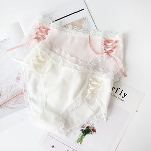 One-piece cotton lace mid-underwear