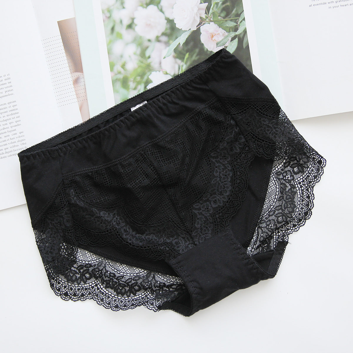 One-piece cotton lace mid-underwear