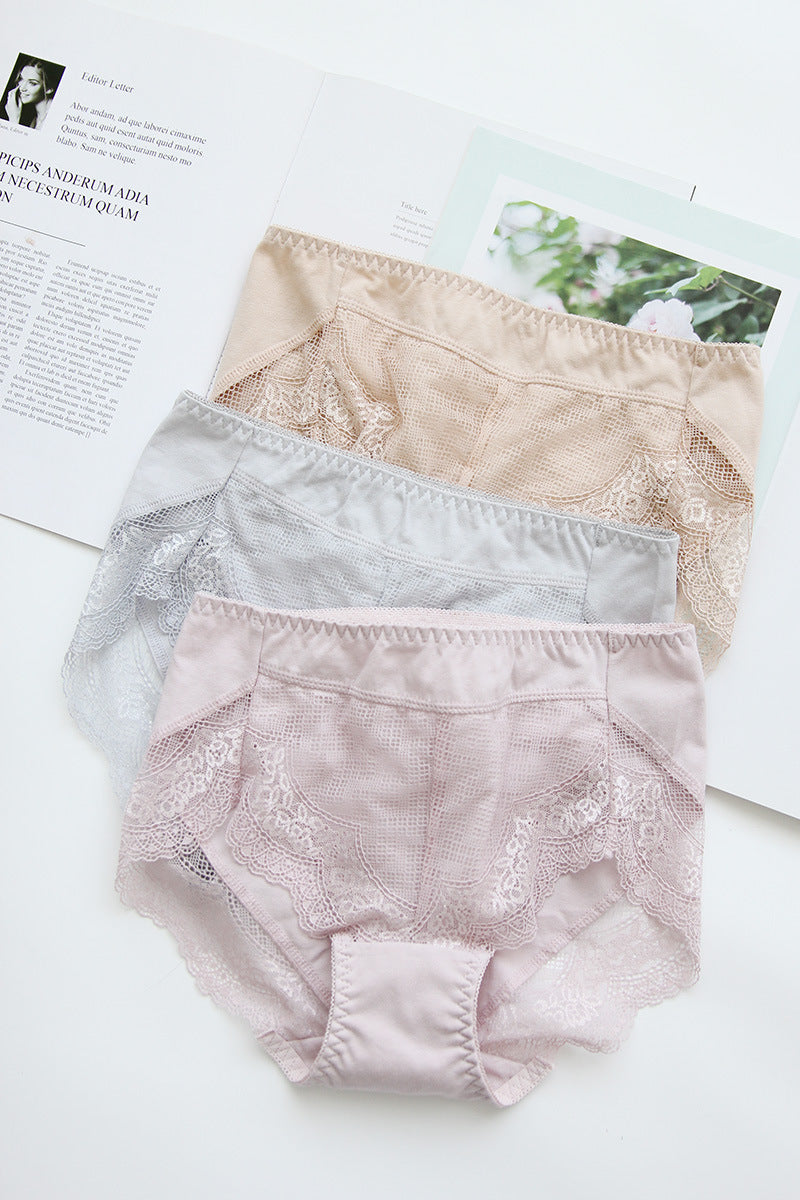 One-piece cotton lace mid-underwear