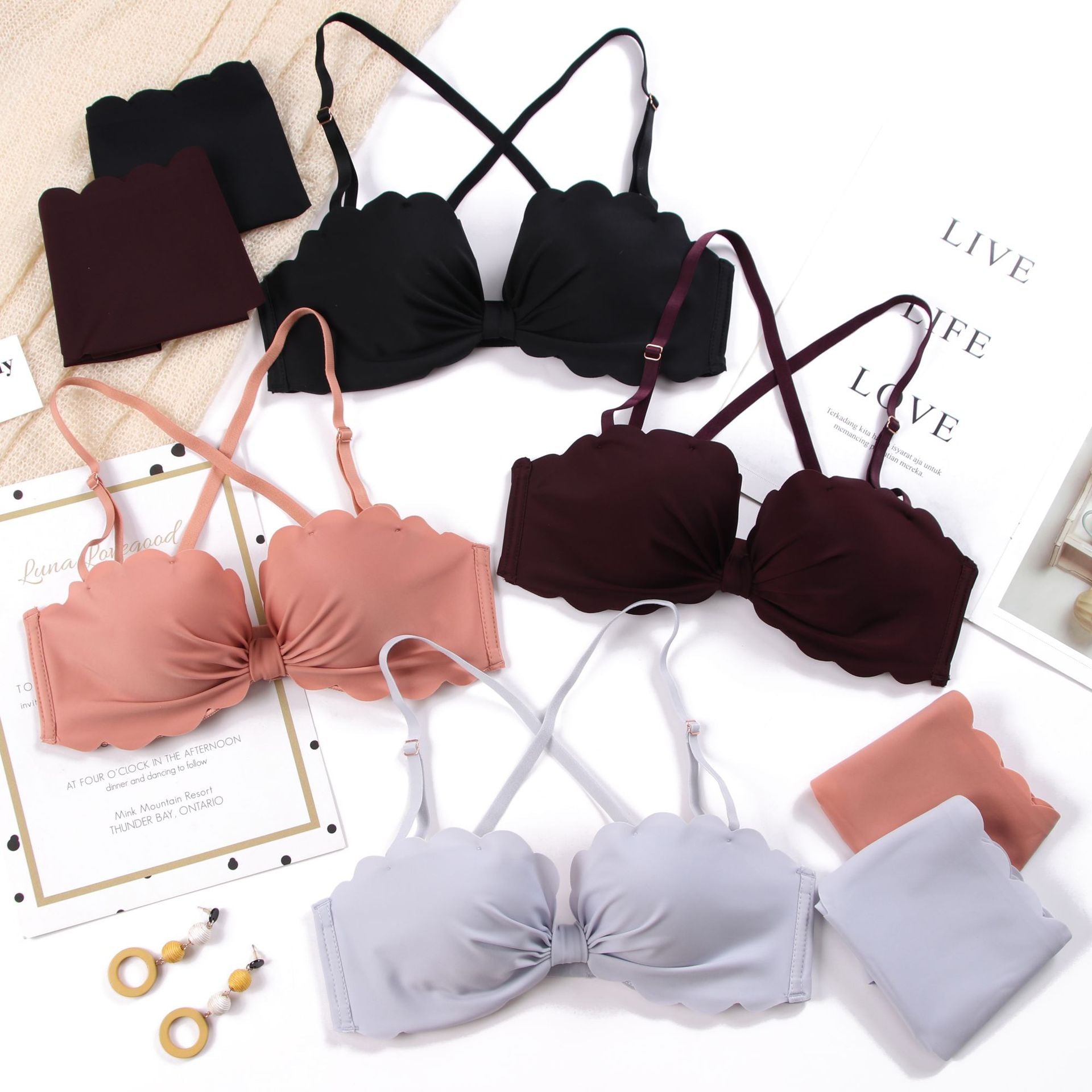 Wire free bra set